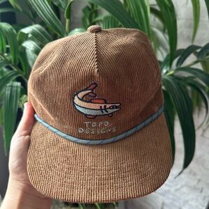 TOPO Designs Dark Khaki Corduroy Poudre River Trucker Hat New with Tags